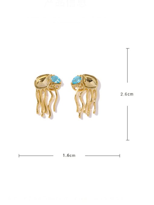 ACCA Brass Cubic Zirconia Animal Jellyfish Vintage Stud Earring 2