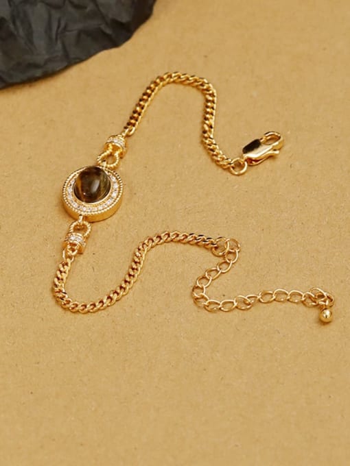 HYACINTH Brass Tiger Eye Geometric Vintage Necklace 2