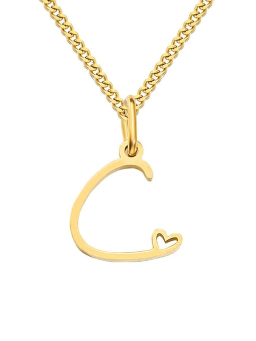 C Gold Stainless steel Letter Minimalist Necklace