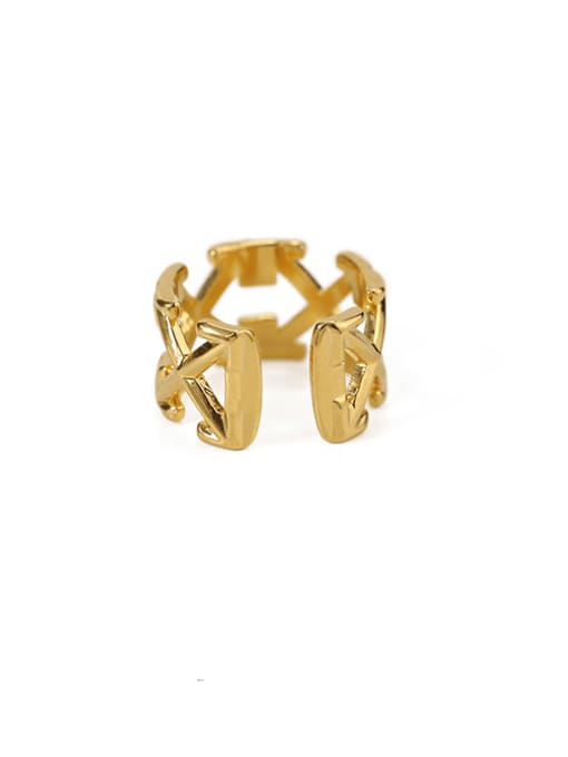 ACCA Brass Smooth Vintage Letter X  Band Ring 2