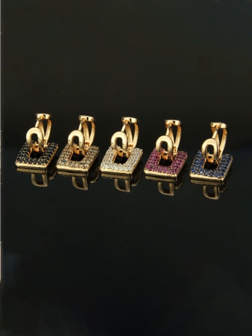 renchi Brass Cubic Zirconia Square Luxury Huggie Earring 1