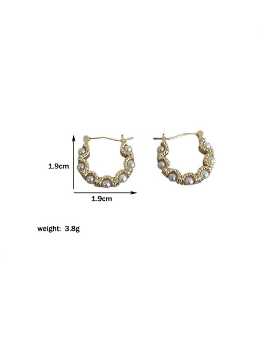 ZRUI Brass Imitation Pearl Geometric Minimalist Huggie Earring 3