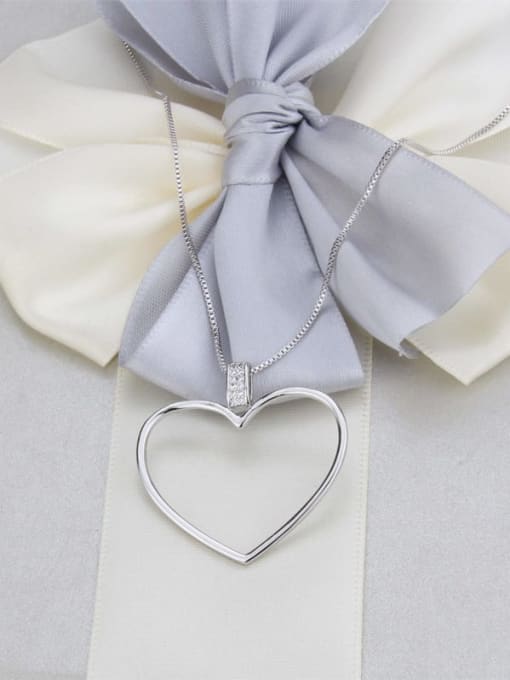 Platinum plating Brass Minimalist Hollow Heart Pendant  Necklace