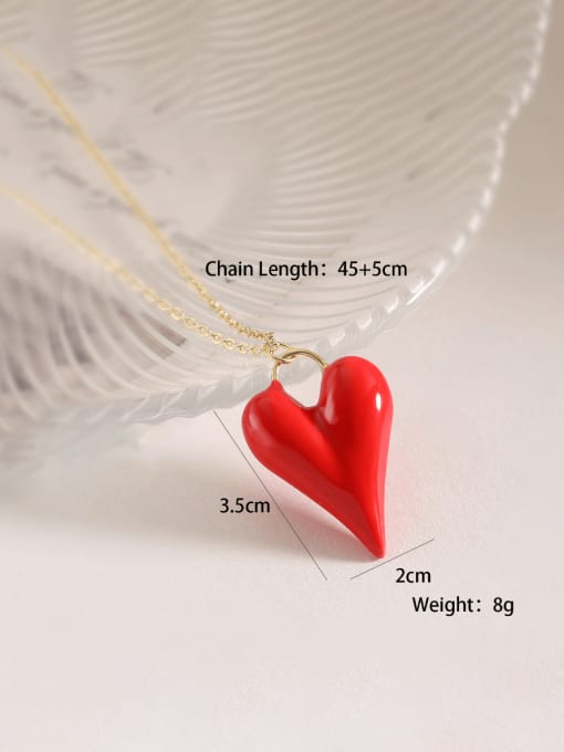 24879 Brass Enamel Heart Minimalist Necklace