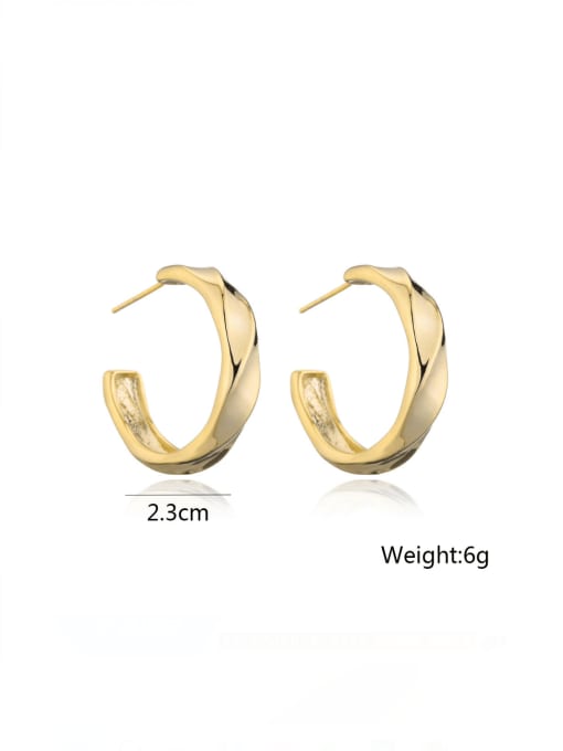 41475 Brass Geometric Vintage  C Shape  Stud Earring