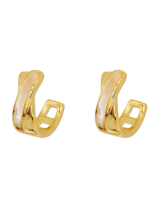 HYACINTH Brass Shell Geometric Minimalist Stud Earring 2