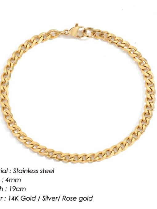Gold 4mm 19cm Stainless steel Irregular Vintage Link Bracelet