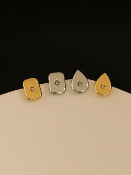 ACCA Titanium Steel Cubic Zirconia Water Drop Minimalist Stud Earring 3