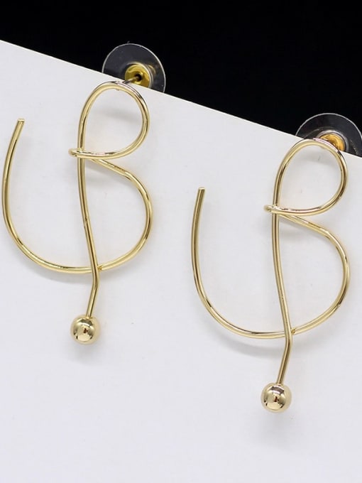 Symbol 14K true gold Copper Letter Minimalist Drop Trend Korean Fashion Earring