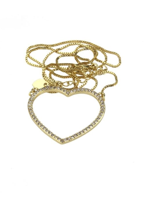 renchi Brass Cubic Zirconia Heart Minimalist Pendant Necklace 1