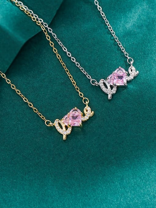 YOUH Brass Cubic Zirconia Letter Dainty Necklace 1