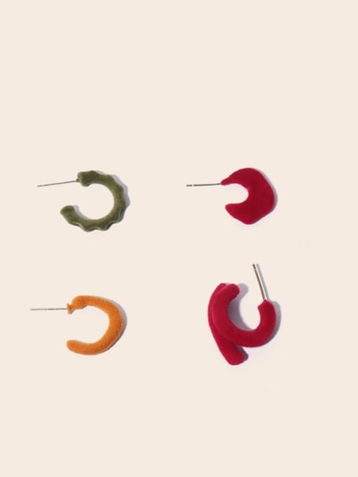 Five Color Alloy Plush Geometric Minimalist Stud Earring 0
