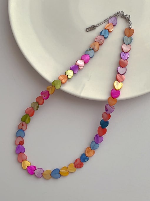ZRUI Stainless steel Shell Multi Color Heart Trend Necklace 2
