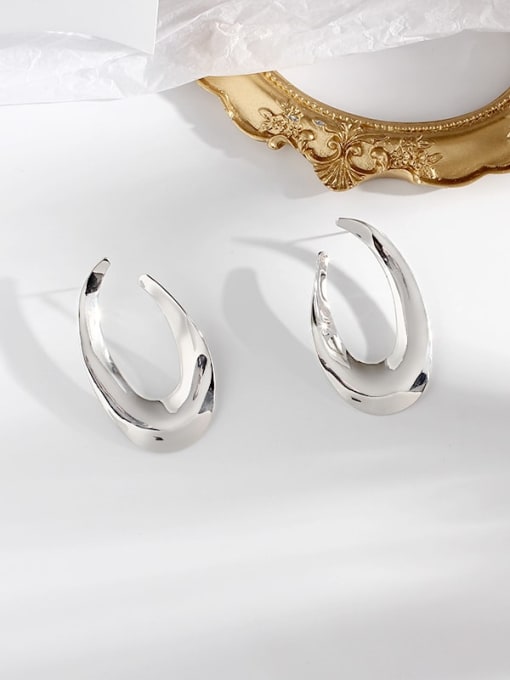 White K Copper   Simple glossy irregular Trend Korean Fashion Earrings Stud Trend Korean Fashion Earring
