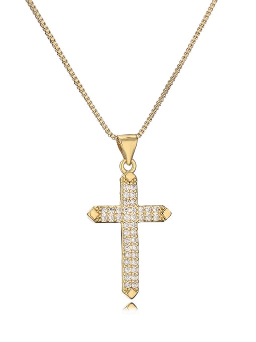 AOG Brass Cubic Zirconia Cross Dainty Regligious Necklace 0
