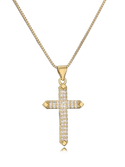 AOG Brass Cubic Zirconia Cross Dainty Regligious Necklace