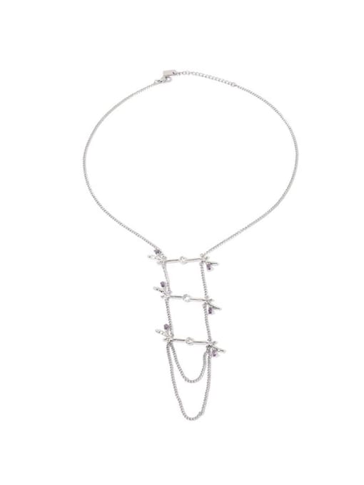 Necklace (Brass Branch Pendant) Titanium Steel Cubic Zirconia Geometric Hip Hop Necklace