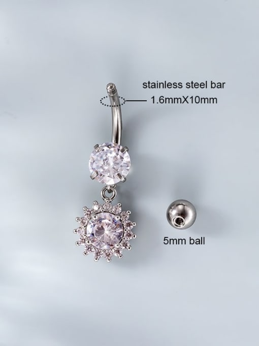 HISON Brass Cubic Zirconia  Flower Belly studs & Belly Bars 3