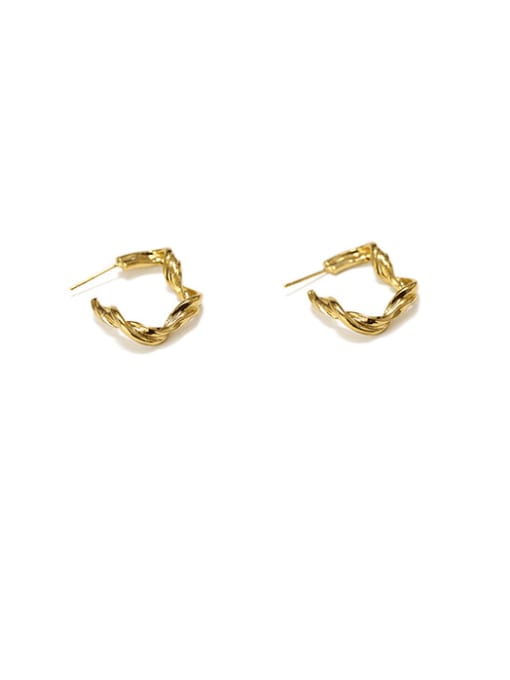 ACCA Brass Geometric Vintage Twisted winding line earrings Hoop Earring 2