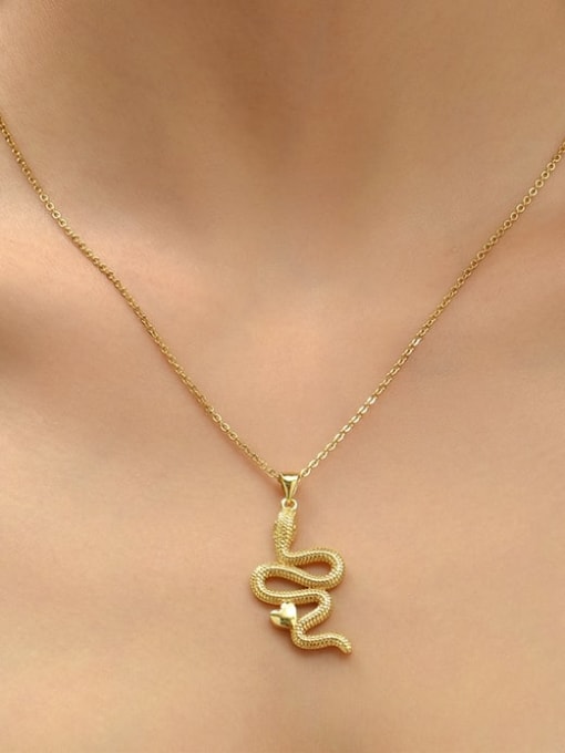 AOG Brass  Vintage Snake Pendant Necklace 1