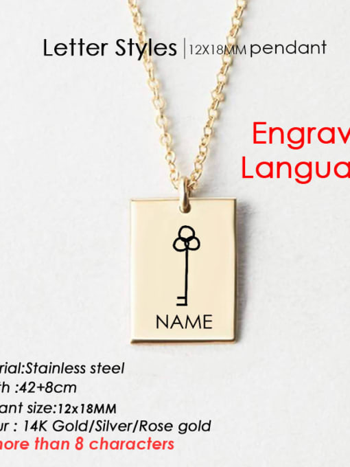 Gold GX 116 Stainless steel  Minimalist engrave language geometry Pendant Necklace