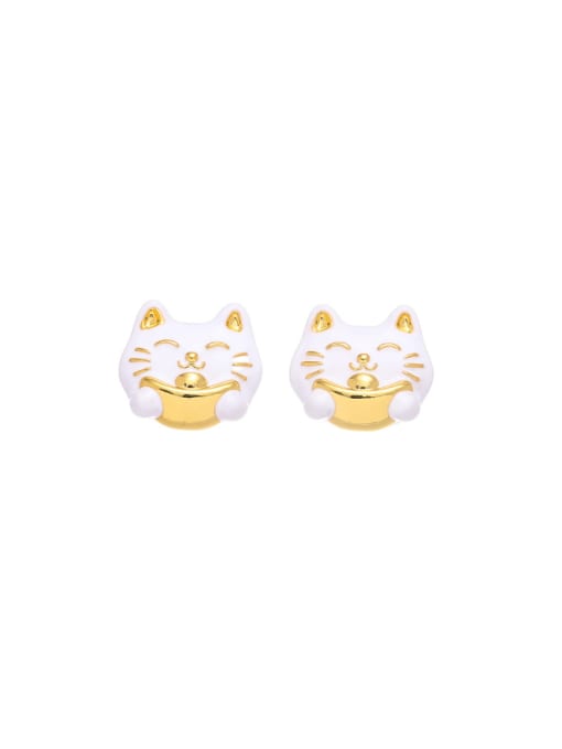 ACCA Brass Enamel Cat Cute Stud Earring