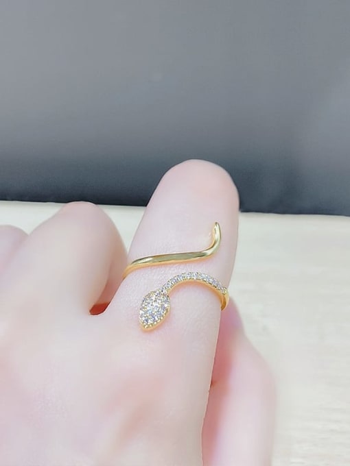 YOUH Brass Cubic Zirconia Snake Dainty Band Ring 1