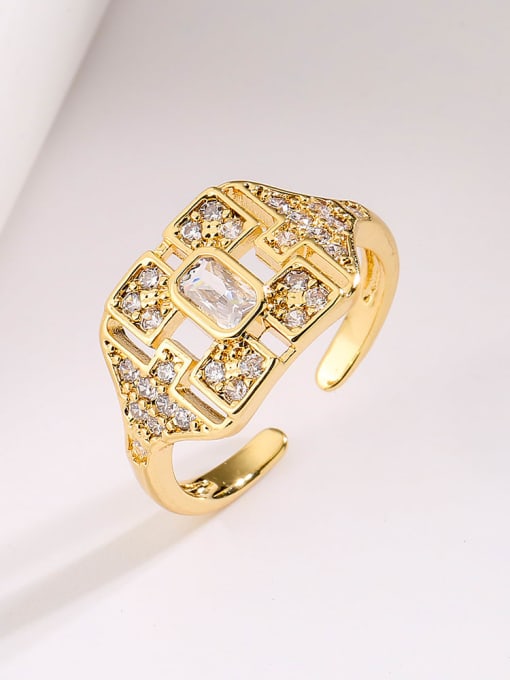 AOG Brass Cubic Zirconia Geometric Hip Hop Stackable Ring 1
