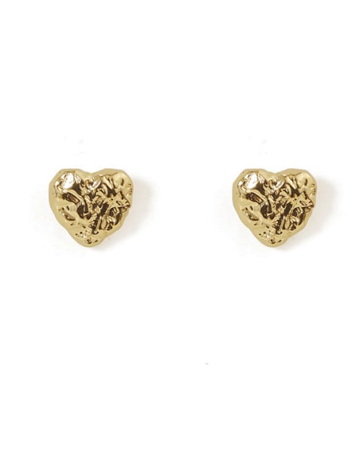 Heart gold Brass Irregular geometry Vintage Stud Earring