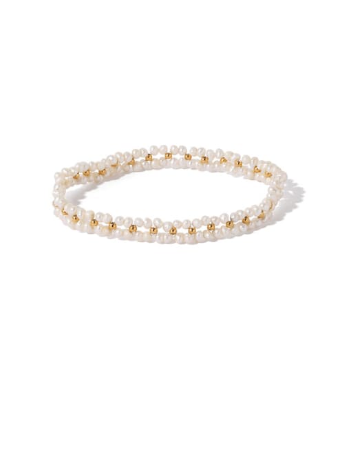 Small pearl Brass Freshwater Pearl Irregular Ethnic Adjustable Bracelet