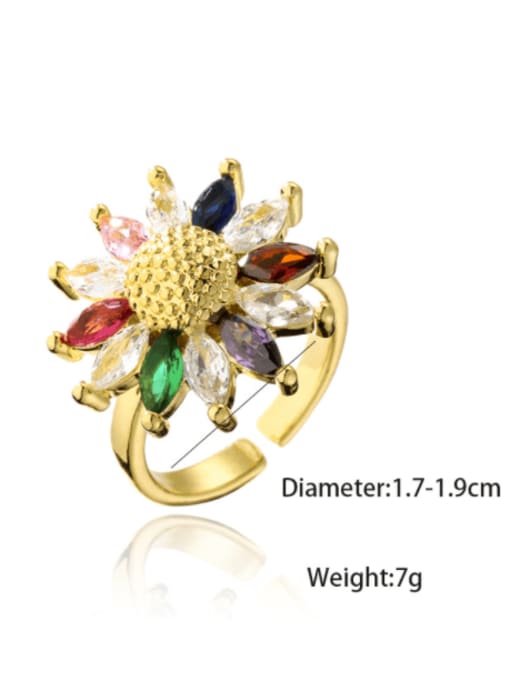 AOG Brass Cubic Zirconia Flower Luxury Band Ring 3
