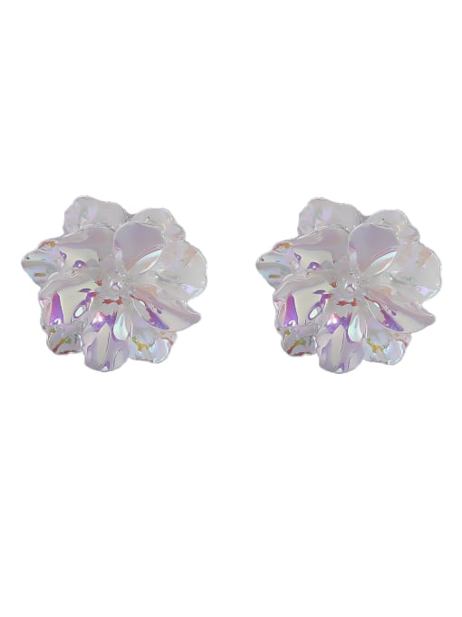 HYACINTH Brass Shell Flower Minimalist Stud Earring