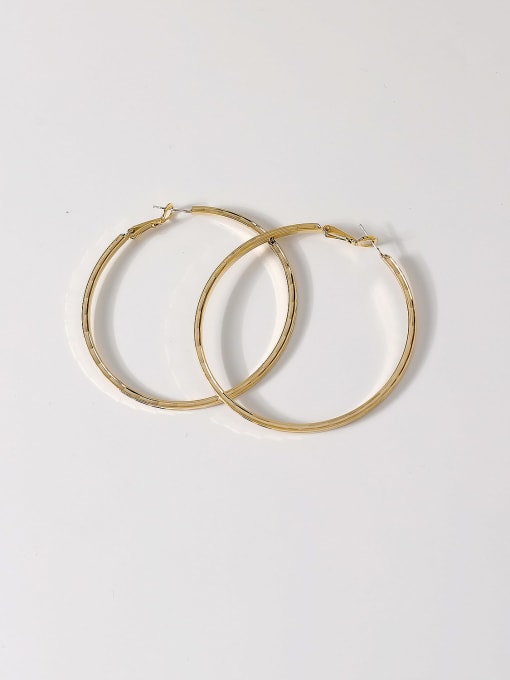 14k Gold Brass Smooth Round Minimalist Hoop Trend Korean Fashion Earring