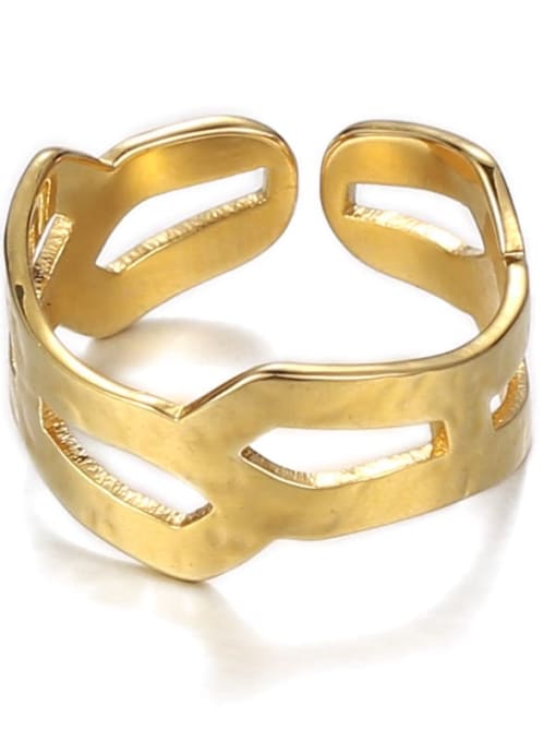 Hollow out Brass Hollow Geometric Hip Hop Band Ring
