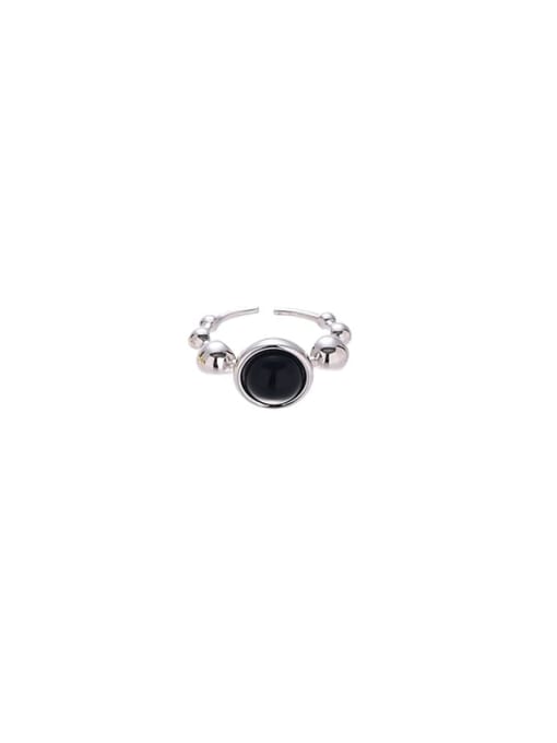 Style 1 Black Agate Brass Tiger Eye Geometric Vintage Band Ring