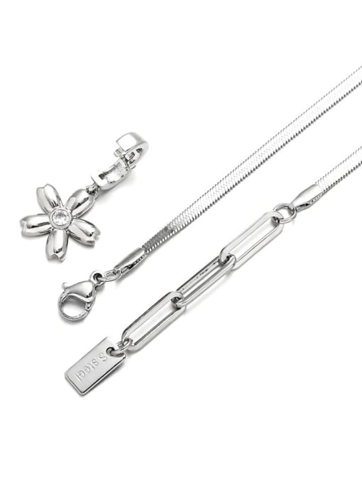 TINGS Brass Flower Minimalist Snake Bone Chain Necklace 3