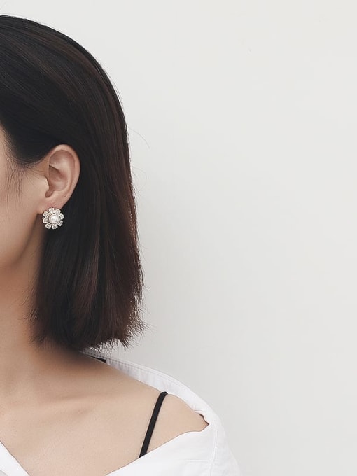 HYACINTH Copper Cubic Zirconia Flower Dainty Stud Trend Korean Fashion Earring 1