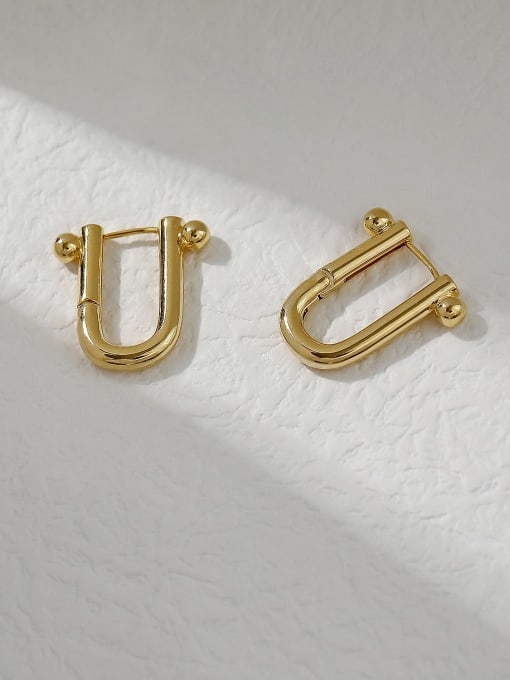 14k Gold Brass Smooth Geometric Minimalist Huggie Trend Korean Fashion Earring