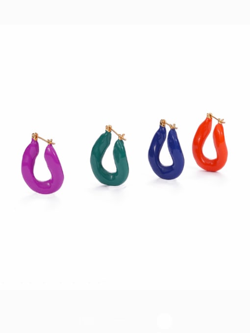 Five Color Brass Enamel Geometric Minimalist Single Earring 0