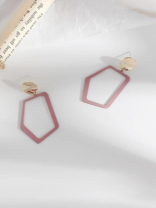 HYACINTH Copper Enamel Holoow  Geometric Minimalist Stud Trend Korean Fashion Earring 2