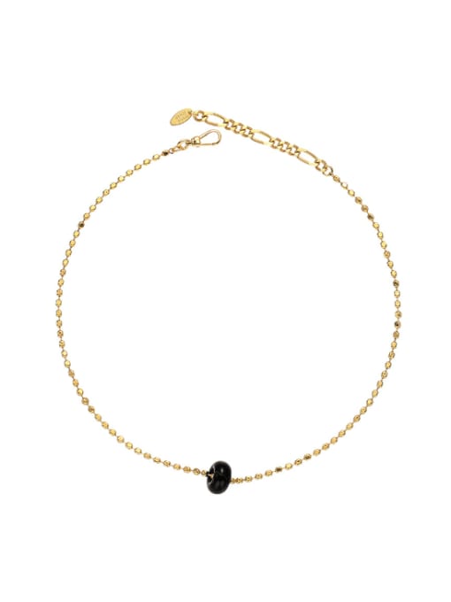 Agate pendant necklace Brass Geometric Vintage Beaded Necklace