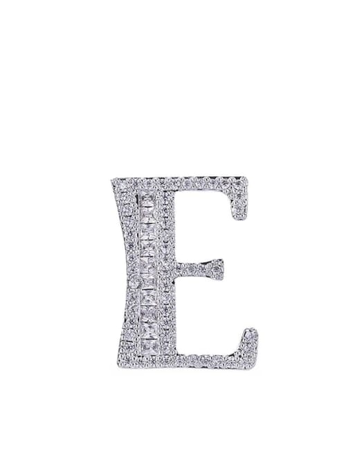Platinum White e Brass Cubic Zirconia Letter Minimalist Stud Earring