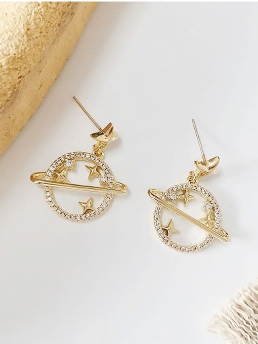 14K gold Copper Cubic Zirconia Star Dainty Stud Trend Korean Fashion Earring