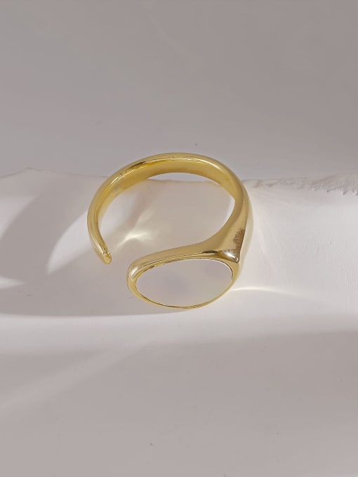 14k Gold Brass Shell Geometric Minimalist Band Ring