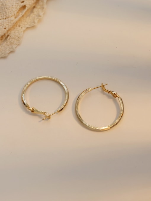 14K gold Copper Hollow Round Minimalist Hoop Trend Korean Fashion Earring