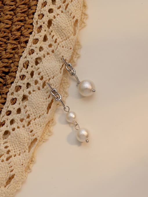 HYACINTH Copper image pearl asymmetric Vintage Long Drop Trend Korean Fashion Earring 3