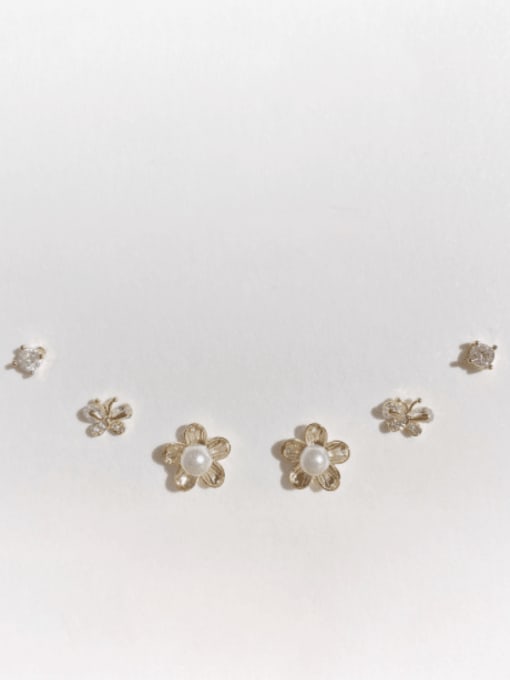 ZRUI Brass Cubic Zirconia  Trend Flower Butterfly Set Stud Earring 0