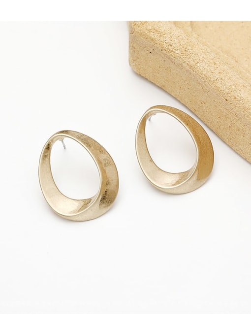 Sargent Copper Hollow Oval Minimalist Stud Trend Korean Fashion Earring