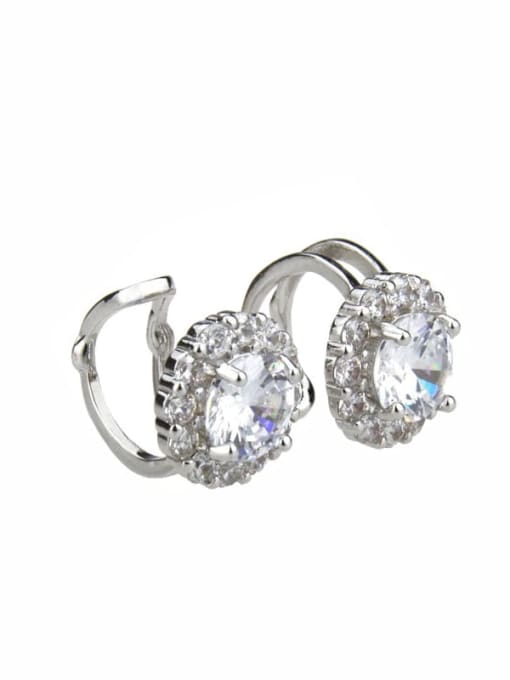 renchi Brass  Round Cubic Zirconia  Dainty Clip Earring 3