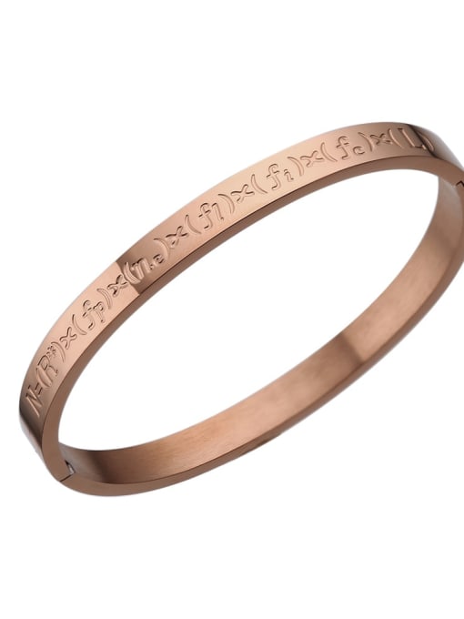 Rose gold B122 Stainless steel Embossed Texture Minimalist Band Bangle